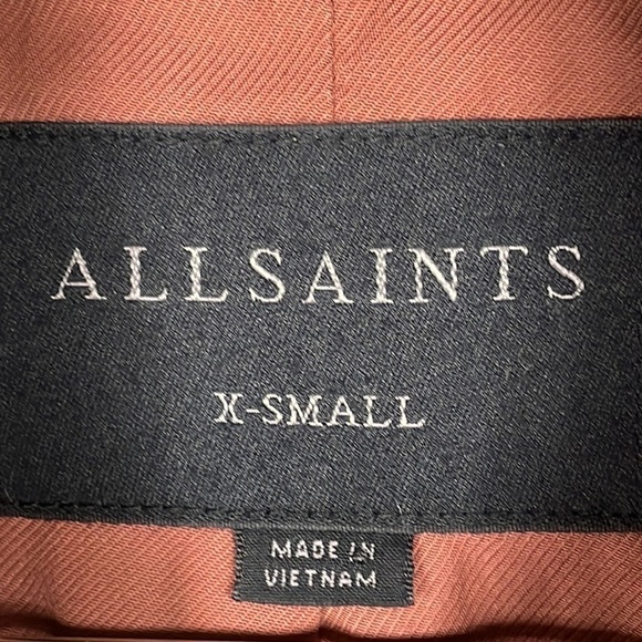 All Saints Myra Bomber Flight Jacket Rust Brown Red Ruched Nylon Sz XS - Picture 7 of 15